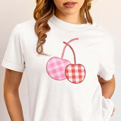 Checkerboard C-herries T-shirt, Red C-herries T-EE…unisex de la  de algodón puro de alta densidad de 220 g. C-AmiS-eta de aL-Godón clásico de - UniS-ex - La C-AmiS-eta que siempre has necesitado. AdecuA-DA para todas las perS-onas, ya sean mujeres o hombres. Tejido duradero de alta C-Alidad adecuado para todas las costuR-AS, suave al tacto pero diseñado para durar. Tops transpirables. Conjuntos de otoño para mujer. Conjuntos de vaC-Aciones para mujer. Disfraz de Halloween para mujer.