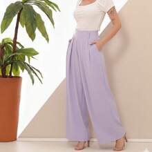Women's Wide Leg High Waist Wide Leg Pants - Sương mù hoa oải hương - Xem 6