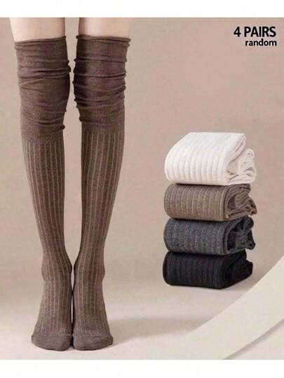 1/4 Pair/Set Over-The-Knee Socks, Women's Summer Long Tube Knee-High Socks, Spring/Autumn Tall Socks, Pregnant Non-Slip Leg Warmers Winter, Cotton Long Socks, Elegant, Comfortable, Soft Casual Socks, Spring/Summer, Elegant Japanese Style, Soft Comfortable Japanese Style Elegant Daisy Embroidery Casual Short Socks