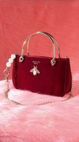 Gucci 定制天鹅绒单肩包 - 奢华手工手提包，可定制设计，优雅晚宴手拿包，适合特殊场合和日常使用 - 奢华红/黑女士手拿包，大容量晚宴及旅行包，精美礼品包装 - 137881974 - 查看 7