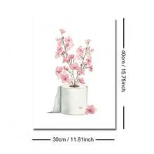 1 pieza Cartel de lienzo con impresión de papel higiénico con flores botánicas, enmarcado o sin enmarcar, arte de pared divertido para baño, decoración minimalista y estética para apartamento, sala de estar, dormitorio, decoración moderna del hogar - Multicolor - Ver 6
