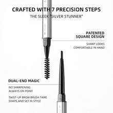 J.M.C.Y 双头防水眉笔和眉粉，持久不晕染，自然眉毛 - E01 INKY BLACK - 查看 4