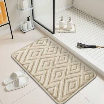 Badrums halkfri matta, heminredning duschrum entré absorberande golvmatta, mjuk tjock rombmatta för badrum, tvättstuga, sovrum, entré, badkar halkfri snabbtorkande liten matta