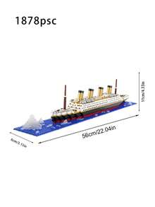 Bộ xếp hình, mô hình tàu du lịch cổ điển, bộ xếp hình mini tự lắp ráp với đế hình tảng băng trôi, đồ chơi sưu tầm làm quà tặng cho người lớn và trẻ em, bộ xếp hình giáo dục STEM. - Nhiều màu - Xem 11