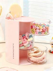 صندوق تخزين اكسسوارات الشعر للأطفال قطعة واحدة، مشابك شعر دوارة للبنات، ربطات شعر مطاطية، شرائط شعر، دبابيس شعر، صندوق مجوهرات