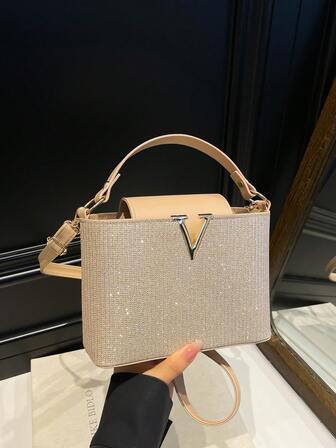 Shiny New Versatile Bucket Bag Women Handbag, Shoulder Crossbody Bag For Commuting And Shopping