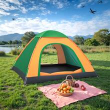 2-Person Portable Camping Tent With Silver Heat-Resistant Insulation, Double Doors & Ventilation Mesh - Mixed Colors, All-Season Lightweight Design For Outdoor Adventures, Tents For Camping, Adventure Travel Gear, Modern Tent Design, Durable Tent Fabric - Multicolor - View 3