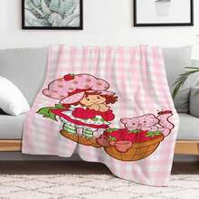 S-Strawberry Pink Shortcake Throw Camping Chair Picnic Blanket Fluffy Plaid Blankets For Decorative Sofa Portable King Lid Downy (6) - Như hình ảnh cho thấy - Xem 2