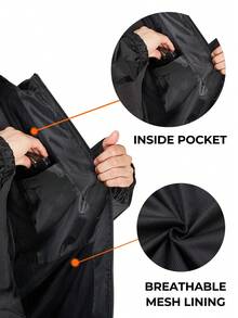 RODEEL Men's Rainsuit, Raincoat And Bib Pants Set, Ultimate Outdoor Adventure Protection - Black - View 3