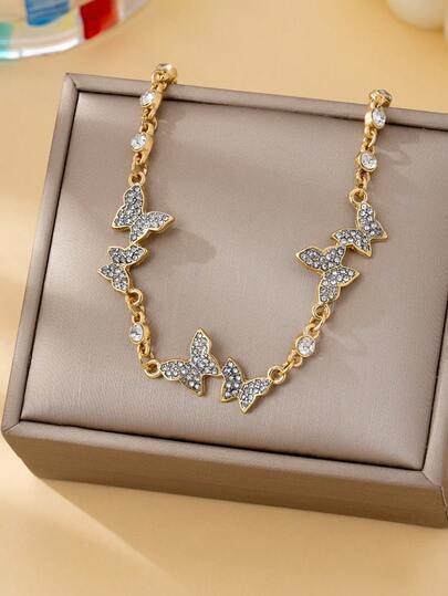 1 buc. Brățară elegantă și la modă, minimalistă, cu fluture, stras, încrustată cu sticlă, potrivită pentru ținuta zilnică și de petrecere a femeilor