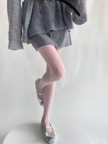 1 双女式闪亮极光黑色长袜/连裤袜，彩色性感薄款防勾丝透明亮面紧身裤，夏季耐用透气的腿部增强剂，时尚性感无脚紧身裤，适合日常约会和外出 - 淺粉色 - 查看 3