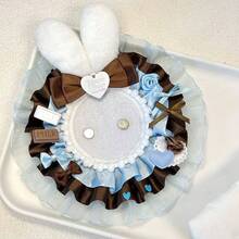 1个全新薄荷绿蕾丝照片卡套，8种颜色可选（粉色、绿色、蓝色、黄色），手工圆形徽章展示架，适用于2D角色、偶像周边、卡通动漫游戏，透明亚克力徽章夹装饰，适合洛丽塔风格 - 綠色 - 查看 5