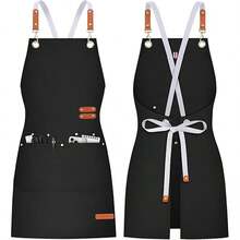 1PC Waterproof Oil-Proof Kitchen Apron, Adjustable Cooking Apron For Men And Women, Chef Apron With Side Towel, Baking Apron, Home Kitchen Apron, Adult Apron, Multiple Colors,Water-Resistant Apron, Stain Resistant Apron, Cooking Apron For Adult - 黑色 - 查看 12