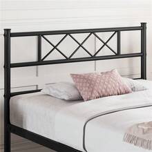 Butterslay Simple Twin/Twin XL Metal Bed Frame With Under-Bed Storage Space, Platform Bed Frame With Headboard And Footboard, 12 Metal Slats Support, Black/White - 黑色(雙加大號) - 查看 9