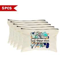 1/5/10pcs Nurse Theme Canvas Bag With Zipper Survival Kit Bag Medicine Bag Gift Bag Letter/Flower/Leopard/Heart/Rainbow Pattern Print Funny Makeup Pouch Portable Toiletry Bag For Nurse Travel Make Up Organizer Makeup Storage Cosmetic Bag Wash Bag Bathroom College Dorm Travel Stuff Multifunctional Cosmetic Organizer Cute Wallet Pouch Coin Purse - Beige - View 44