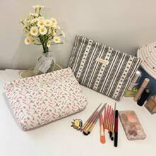 1 geantă cosmetică cu imprimeu floral, capacitate mare, geantă tip clutch portabilă, geantă organizatoare de machiaj versatilă - Multicolor - Vizualizare 3
