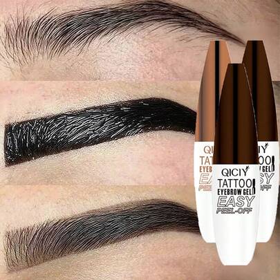 3-Pack Tattoo Eyebrow Gel, Matte Finish, Long-Lasting Waterproof Eye Makeup Cream, Natural Brown, Permanent Dye Primer - Eyebrow Cosmetics