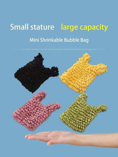 2pcs Foldable Expandable Crinkle Bubble Tote Bag, Multi-Functional Large Capacity Elastic Shopping Bag