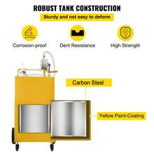 Tanque de combustible de 35 galones con 4 ruedas y bomba de transferencia manual. Contenedor de gasolina y diésel para autos, cortadoras de césped, vehículos todo terreno, botes y más. Amarillo. - 35 galones Amarillo - Ver 5