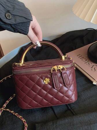 1pc Black Casual Versatile Handheld Small Square Bag, Fashionable Embroidered Checkered Fabric, Suitable For Office, Phone, Lipstick, Coin Storage, Shopping, Wallet, Young Women, College Students, Beginners, White-Collar. Ideal For Office, University, Work, Business, Commuting, Outdoor Activities, Travel And Excursions