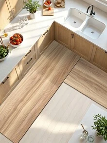 DAJIANG 1 buc Covor de bucătărie din PU cu aspect de lemn, Covor de alergare kaki cu suport antiderapant din cauciuc, Covor de bucătărie lavabil pentru podea, Set de covorașe groase pentru bucătărie, Covor pentru hol, Spălătorie, Decor pentru camera de sărbători, Covor de intrare, Covor alergare, Potrivit pentru toamnă, iarnă, dormitor, Decor de toamnă, Crăciun, Decorațiune de Ziua Recunoștinței