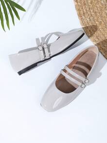 Giày bệt Mary Jane cổ điển dành cho nữ có quai đôi, phù hợp với mọi mùa - xám - Xem 5