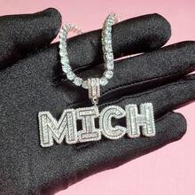 Mặt dây chuyền sáng tạo cá nhân hóa hình chữ cái và số Hip Hop Bling Bling dành cho nam - Đường phèn nhỏ - Xem 8