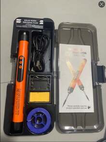 1 套可调温迷你烙铁套件，USB 充电便携式烙铁工具，适用于家电维修、珠宝制作、DIY 项目 - 包括烙铁、3/1 烙铁头、支架、松香、储物盒 - 彩色 - 查看 13