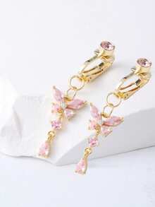 1 pieza Elegante Falso Piercing Ombligo Uña Incrustada con Cubic Zirconia Blanca Colgante de Mariposa para Clip en Aro de Ombligo