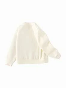 Balabala 小女孩羊毛运动衫，秋冬柔软套头衫，可爱休闲 - 乳白 - 查看 5