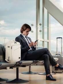 Carry-On Backpack, 40x30x20 Cm, Expandable Cabin Bag, Lightweight Water-Resistant Travel Backpack For Men & Women With 15.6-Inch Laptop Compartment, Under-Seat Bag For Business, Travel, Ryanair & Eurowings, Beige - 米色 - 查看 7