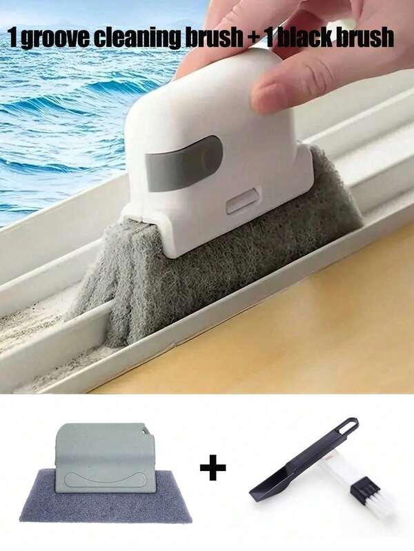 Window Groove Brush With Dustpan Gap Brush, Groove Brush Air Conditioner Groove Cleaning Brush, Kitchen Cleaning Tool Brush, Home Good Things, Kitchen And Bathroom Cleaning Good Things, Home Essential, Easy To Store, Easy To Use, Humanized Design, Easy To Clean Window Door Frames,