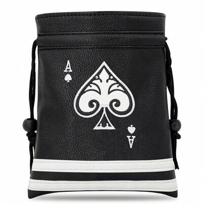 Spades A Black Golf Valuables Pouch, Golf Tee Pouch With Drawstring Closure Golf Ball Handbag Portable Ball Pouch, Golf Accessories For Men Golfers Dad Boyfriend Husband Birthday Retirement Fathers Day