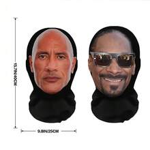 3D Celebrity Full Face Mask | Funny And Humorous Role-Play Costume Accessory | High-Elasticity Polyester Fiber | Breathable Full-Face Cover With Sporty Style | Wind-Resistant For Outdoor Activities And Cycling | Perfect For Costume Parties, Christmas, Halloween And Carnival Celebrations-2Pack - 黑色 - 查看 2
