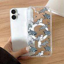 Funda de teléfono a la moda Funda de teléfono: Adecuada para iPhone 17 Resistente a los golpes, magnética, anti-amarilleo, anti-arañazos, anti-huellas, disipación de calor Funda de teléfono acrílica transparente con un lindo patrón de ballena para iPhone 17/17 Pro/17 Pro Max/17 Air/16e/16 Pro Max/16 Diseño para chicas mujeres TPU suave resistente a los golpes más protectora y femenina - 1 pieza - Ver 8