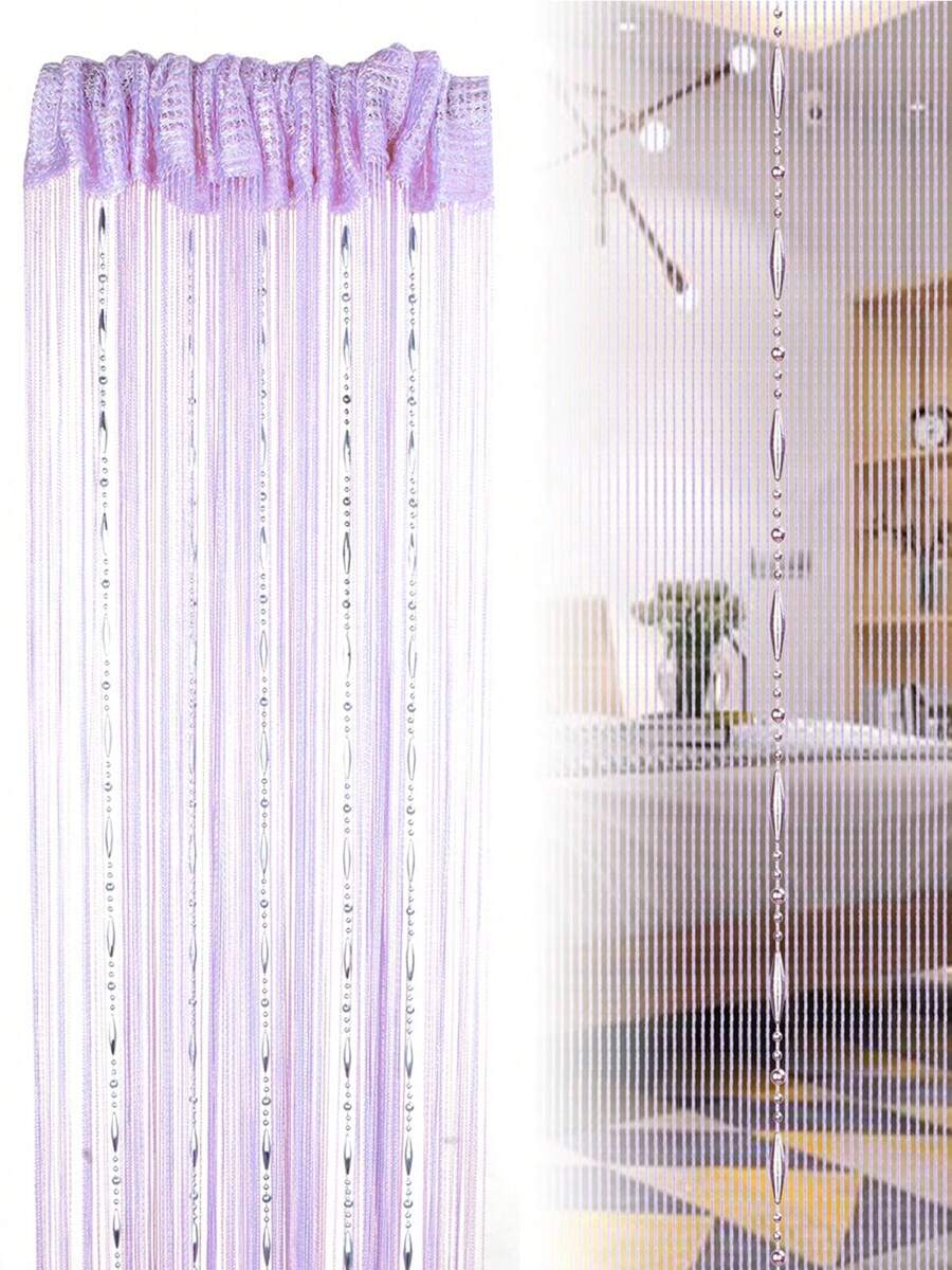 1 PC Beaded Curtain Wall Panel Fringe Window Room Divider Blind Bedroom Decorative Tassel Screen Ribbon Strings Strip Thread Screen For Home, Wedding, Cafe (39"X79")) - Màu tím - Xem 1