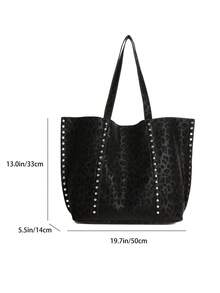 Túi Tote Họa Tiết Da Báo Thời Trang Mới Cho Nữ, Sức Chứa Lớn, Phong Cách Cổ Điển Thanh Lịch, Thích Hợp Cho Các Buổi Hẹn Hò, Mua Sắm, Đa Năng, Thu/Đông - màu đen - Xem 10