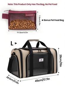 1个可折叠宠物包，便携式宠物包，符合航空运输标准的宠物旅行包，适用于小型犬猫，采用透气网布，配有肩带、可拆卸垫子和免费食物收纳袋，轻便防水宠物手提袋，猫咪旅行包 - 彩色 - 查看 6