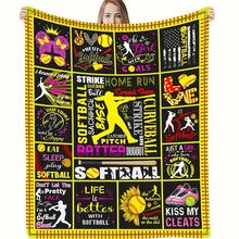 Softball Printed Blanket, Team Gift,Super Soft Flannel Printed  Blanket,As Birthday Gifts, Family, Wedding, Souvenir Blankets, Polyester Blankets Suitable For All Seasons, Washable, Machine Washable, Lightweight, Breathable, Comfortable, Warm, Unique, 280gsm For Him, Her Personalized Ideal Gifts For Her, Him, Family, Boyfriend, Girlfriend, Father, Family, Mother, Lover, Daughter, Son, Grandfather, Grandmother, Friend, Classmate, Pet.   Perfect Nap, Camping, Travel, Home, Daily Life, Office Decoration, Birthday, Anniversary, Valentine's Day, Thanksgiving, Christmas, Halloween, Mother's Day, Father's Day, Wedding, New Year Gifts ,Sofa,Bed,Car,Bedroom,Living Room,Office,  Outdoor Camping, Beach,Wall Decoration - 多色7 - 查看 4