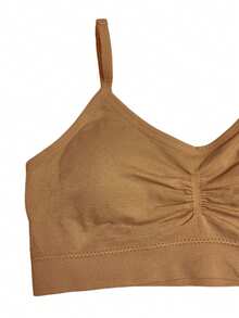 Zee Rucci Girls' Seamless Comfortable Cropped Top With Padded Bra And Straps, Sizes 4 To 16, Basic - Cappuccino - View 3