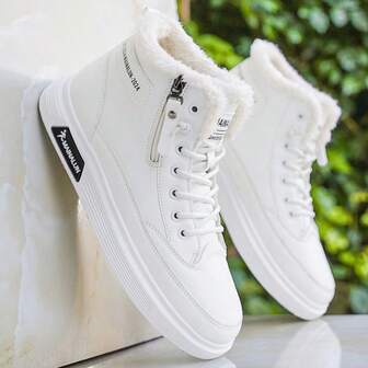 Men's Casual Motorcycle Boots, Comfortable For Autumn/Winter, Suitable For Outdoor, Holiday, Travel And Casual Wear, Solid Color Couple's Ankle Boots, Modern High-Top Men's Boots, Thick Sole Wear-Resistant Structure, Suitable For Biking Enthusiasts, Men's Snow Boots