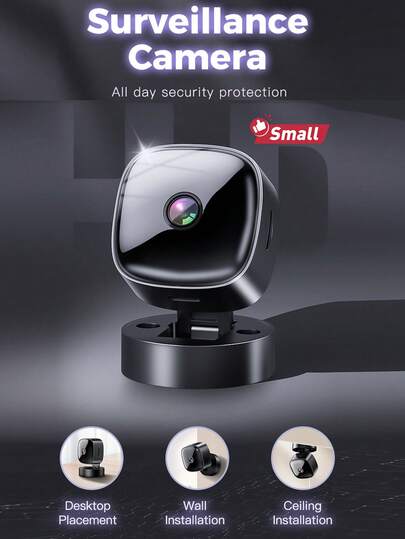 1080P Night Vision Mini Portable High Definition WIFI Camera, 360° Adjustable, Desktop, Wand Mounted, Ceiling Mounted Installation, Mobile Detection Alarm, Supports TF Card Cloud Storage, Applicable Home Bedroom, Corridor, Baby Crib, Office Etc. view 4