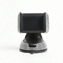 1pc Colorful Rhinestone/White Rhinestone Car Phone Holder, Brand New Hot-Fix Rhinestone Inlaid Car Navigation Bracket, Dashboard Air Vent Suction Cup Holder, Can Be Adsorbed On Dashboard, Equipped With Strong Suction Cup Base, Ensuring Phone Stability And No Shaking During Driving - Multicolor - View 11