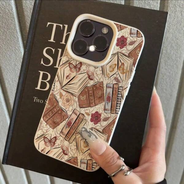 1pc Vintage Book & Floral Pattern TPU Soft Phone Case, Compatible With IPhone 17 Pro Max/17/16 Pro Max/15/13/12/11, S20 FE/A15/S24/A55, Redmi Note 11/12/13 Pro, Full Body Shockproof Protective Cover