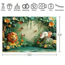 2D 1 Piece Holiday Party Indoor And Outdoor Decoration Backdrop - Polyester Multipurpose Backdrop, Tropical Rainforest Theme, Wildlife Park Animal Theme, Wall Decoration Backdrop For Wedding, Bridal Party, Birthday, Baptism - Multicolor - View 5