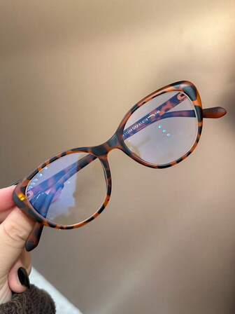 1pc TR90 הדפס נמר חתול עין רטרו עדשה שקופה משקפיים אופנתיים, מתאים לבני נוער, חיי היומיום, קריאה, צפייה בטלוויזיה, משחקים וטלפונים, משקפיים אופנתיים לקישוט