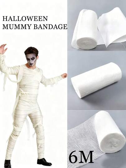 1pc Halloween Mummy Bandage Wrap For Party Photo, Zombie Self Adhesive Gauze Elastic Bandage Wrap For Women Men Cosplay Halloween Decoration Accessories