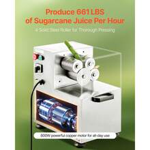 Commercial Sugar Cane Juicer, 800W Electric Sugarcane Juicer Machine With 661LBS/H High Output, 4 Stainless Steel Rollers, Sugar Cane Press Juice Extractor Squeezer For Home/Commercial Use - 800W - View 2