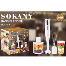SOKANY 1个电动手持搅拌器，2档速度，4合1功能，包括手持搅拌器、打蛋器、绞肉器和量杯，适用于制作冰沙、汤和蘸酱，不锈钢材质。 - 英規插(220-240V) - 查看 7