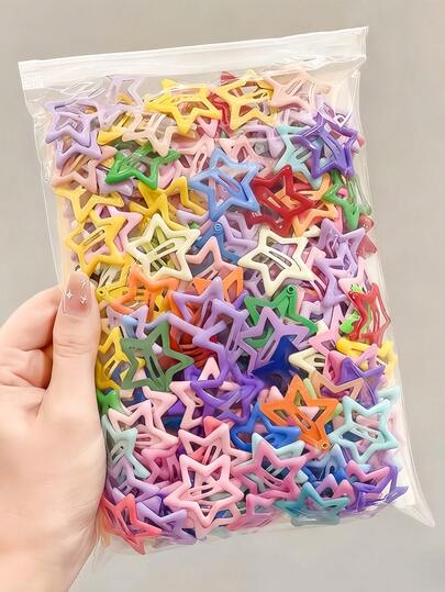60 piezas/Set Clips para el cabello con diseño de estrella de aceite de colores Y2K, diseño de estrella multicolor, satisface diversas necesidades de combinación, agrega toques lindos y vibrantes a los peinados - Adecuado para niñas y mujeres, uso diario, salidas de fin de semana, fiestas de cumpleaños, mejora fácilmente tu apariencia y crea una imagen dulce y adorable, Pinzas para el cabello, Pasadores para el cabello, Barrettes para el cabello, Accesorios para el cabello